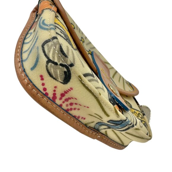 Dooney & Bourke Wristlet Clutch Bag 6x4x1 With Cartoon Print and Leather Trim - Picture 4 of 10